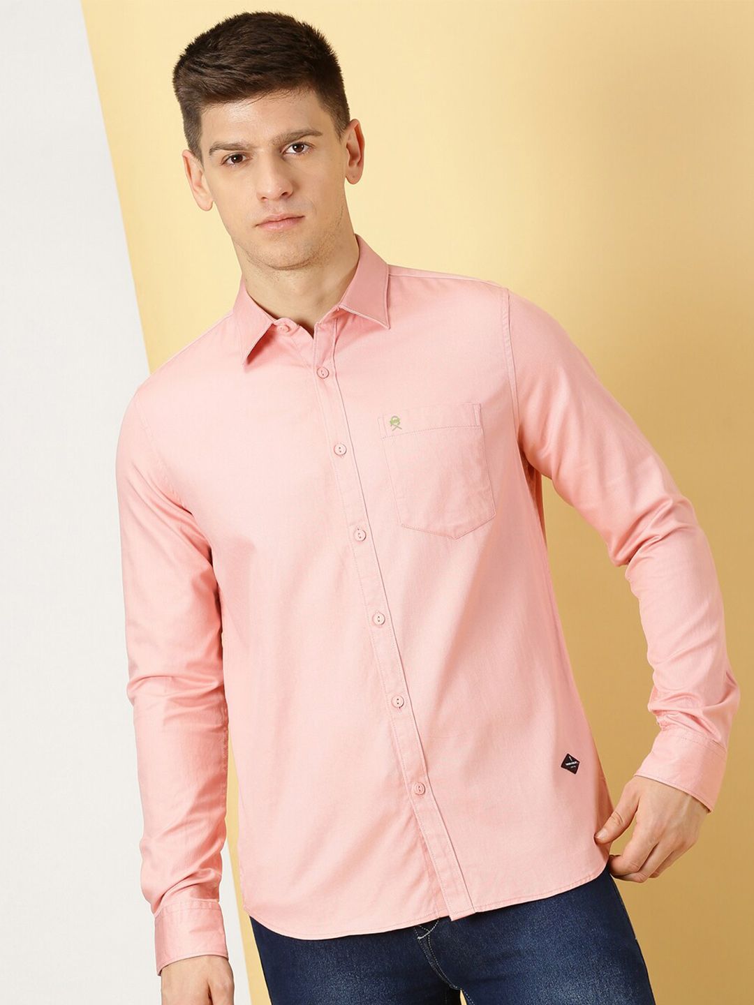 Thomas Scott Men Standard Slim Fit Flannel Weave Pure Cotton Casual Shirt