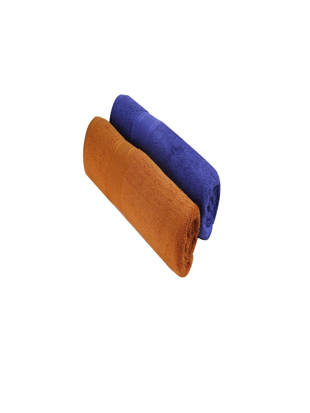 MYTRIDENT Mustard  Blue 2 Pieces 450 GSM Pure Cotton Bath Towel