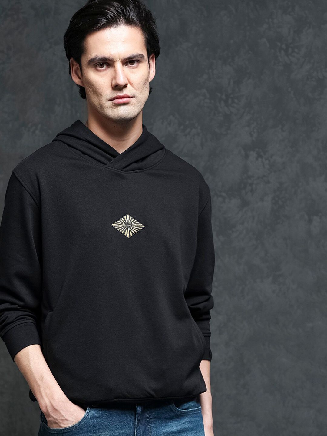 RARE RABBIT Men Trivial Graphic Print Hooded Sweatshirt