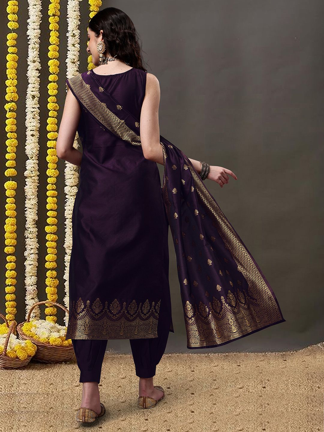 KALINI Ethnic Motifs Woven Design Kurta With Salwar & Dupatta