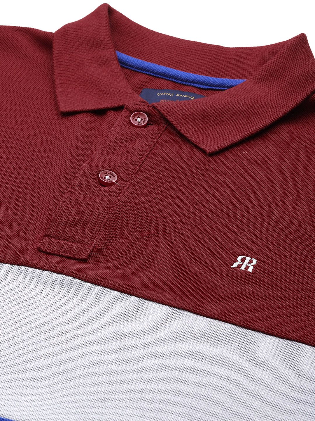 Raymond Colourblocked Pure Cotton Polo Collar T-shirt