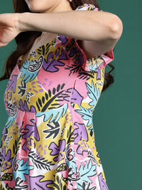 DressBerry Printed Puff Sleeves Fit & Flare Midi Dress