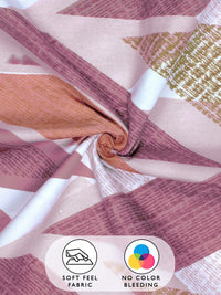 Story@home White & Pink Geometric 180 TC Queen Bedsheet with 2 Pillow Covers