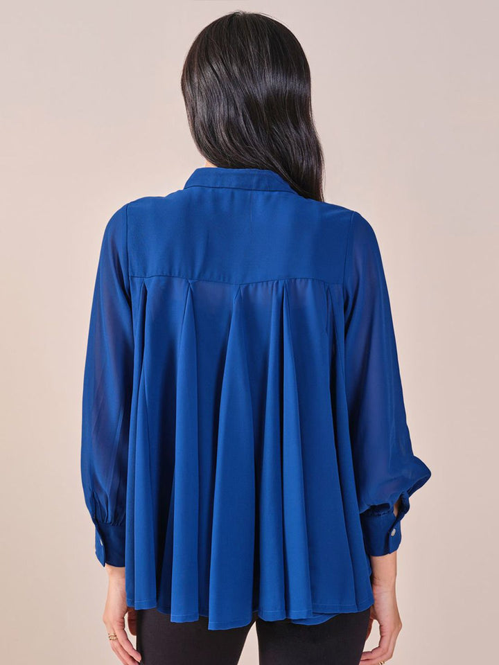 AND Women Solid Bell Sleeve Shirt Style Top