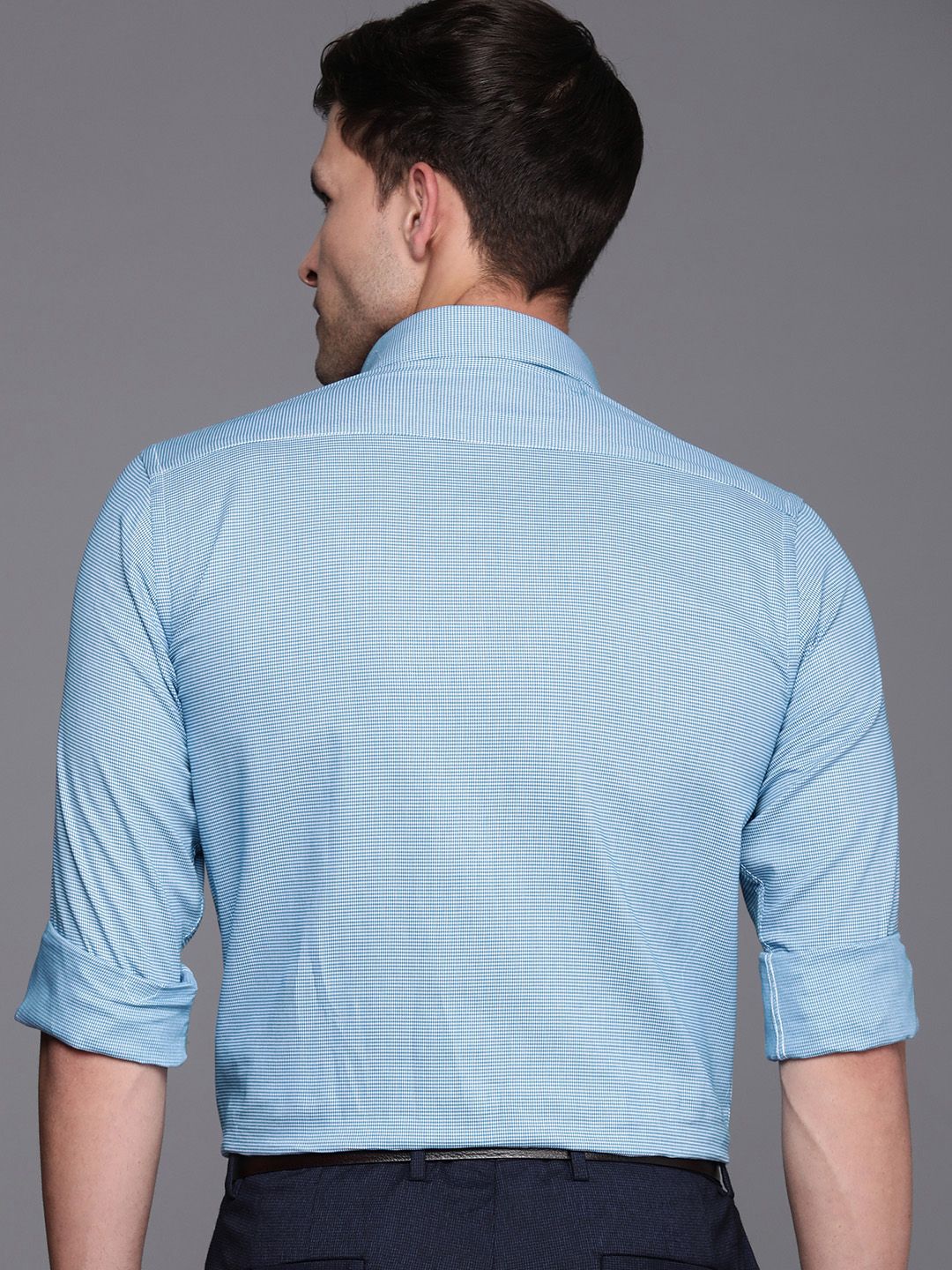 Raymond Pure Cotton Self Design Slim Fit Textured Casual Shirt