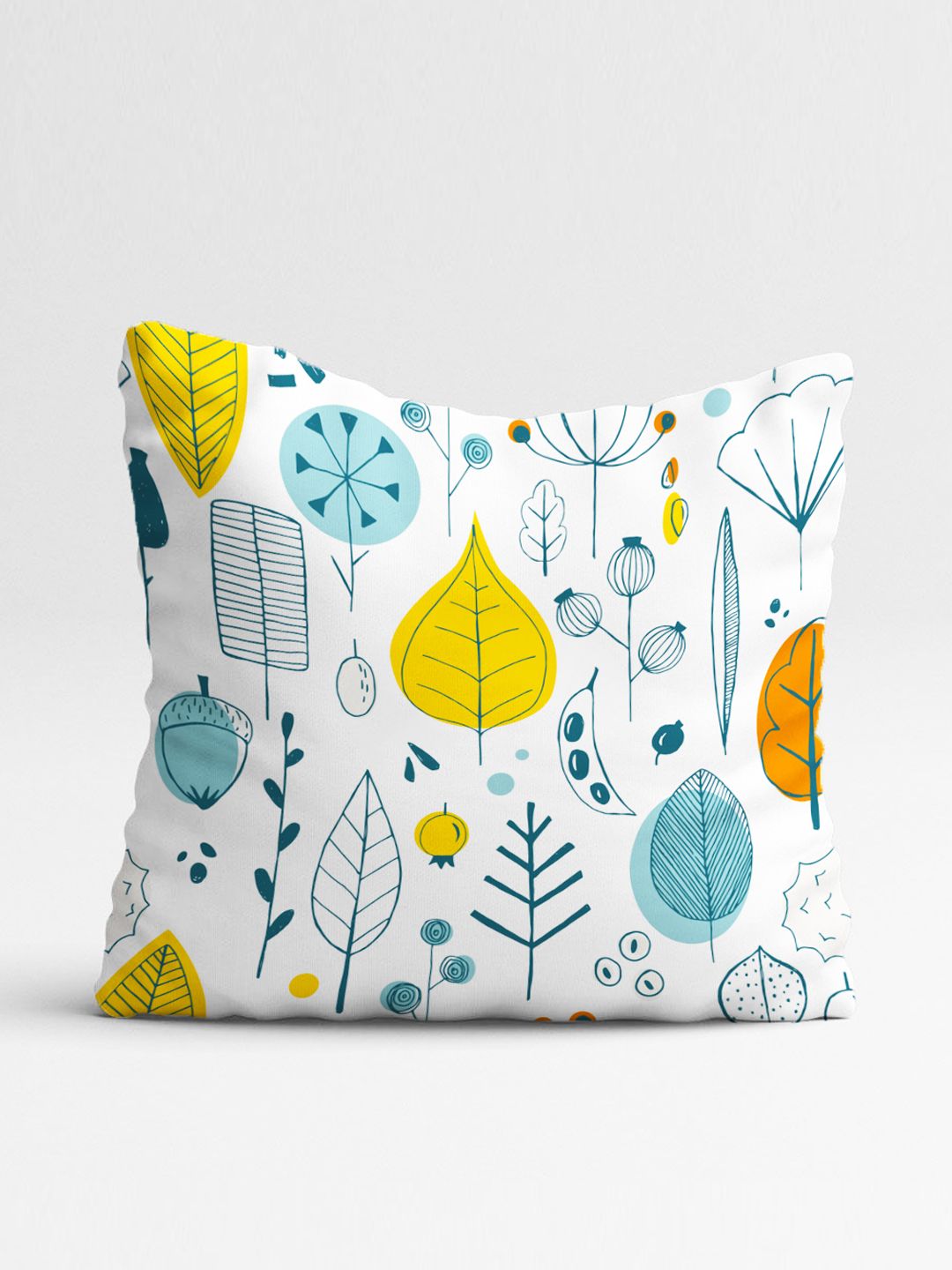 STITCHNEST Set of 5 White & Blue Floral 16'' x 16'' Cushion Cover