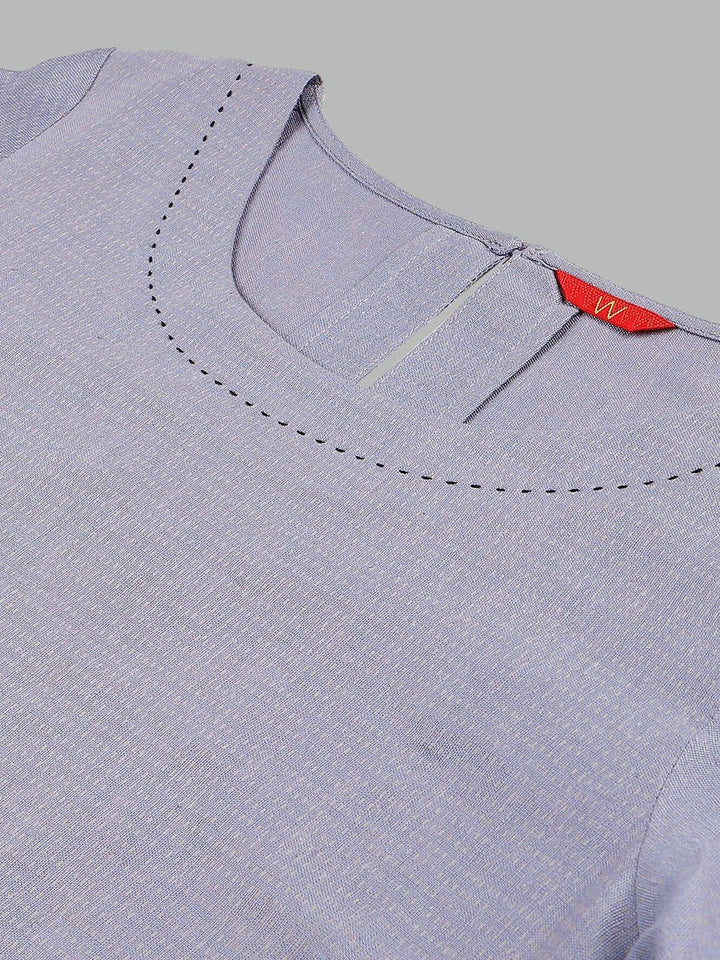 W Women Blue Thread Work Kurta