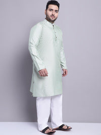SOJANYA PLUS Plus Size Woven Design Kurta With Pyjamas & Floral Emboidered Nehru Jacket