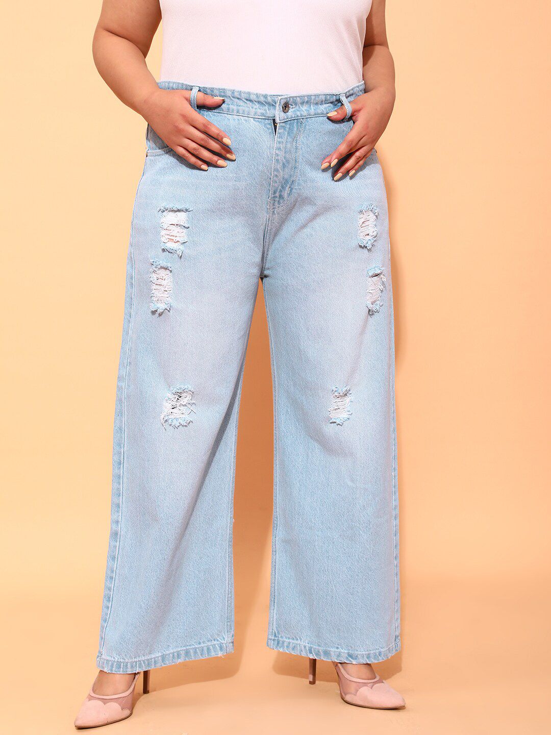 CURVY STREET Women Plus Size Comfort Mid-Rise Flared Jeans