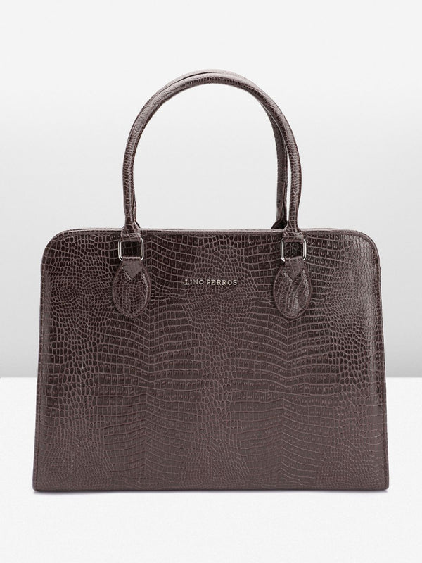 Lino Perros Croc Textured Structured Shoulder Bag