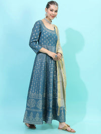 Vishudh Women Anarkali Maxi Dress With Dupatta