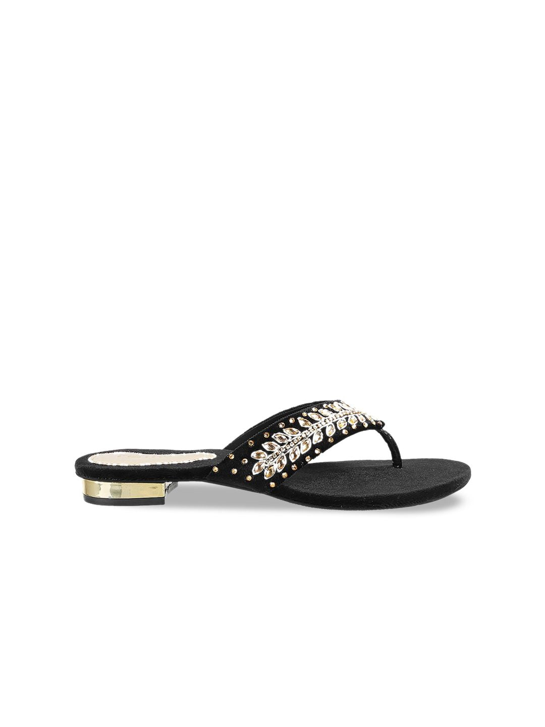 Metro Ethnic Embellished Open Toe Flats