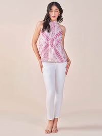AND Women Abstract Print High Neck Sleeveless Top