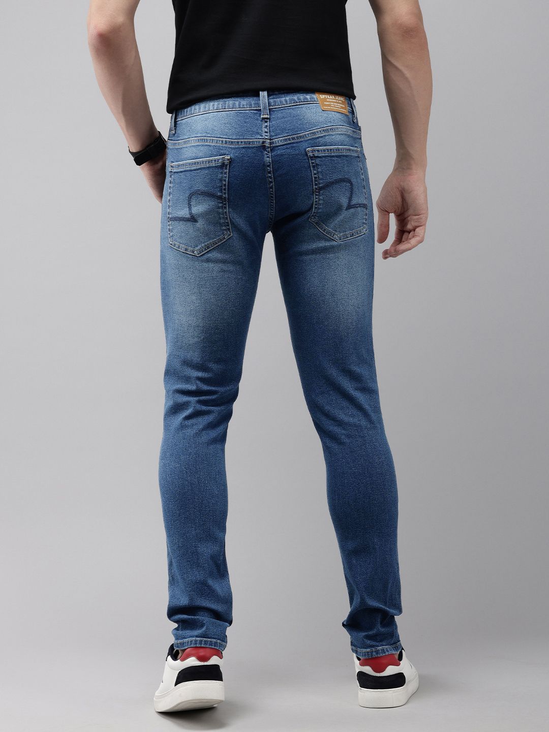 SPYKAR Men Super Skinny Fit Low-Rise Heavy Fade Stretchable Jeans