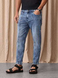 Mr Bowerbird Men Tapered Fit Mid-Rise Heavy Fade Cropped Stretchable Jeans