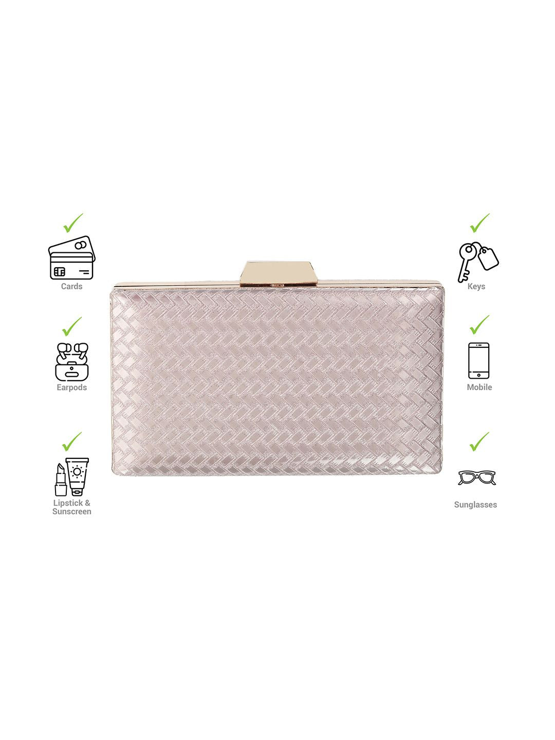 Metro Rose Gold Textured Box Clutch
