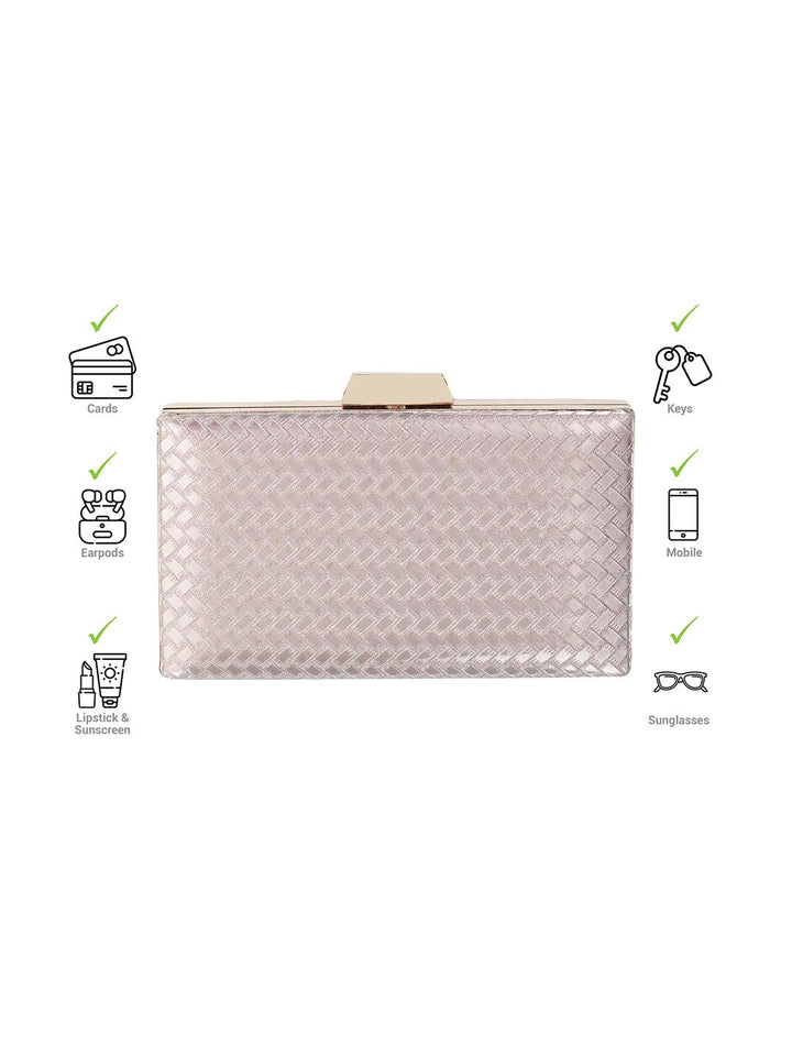 Metro Rose Gold Textured Box Clutch