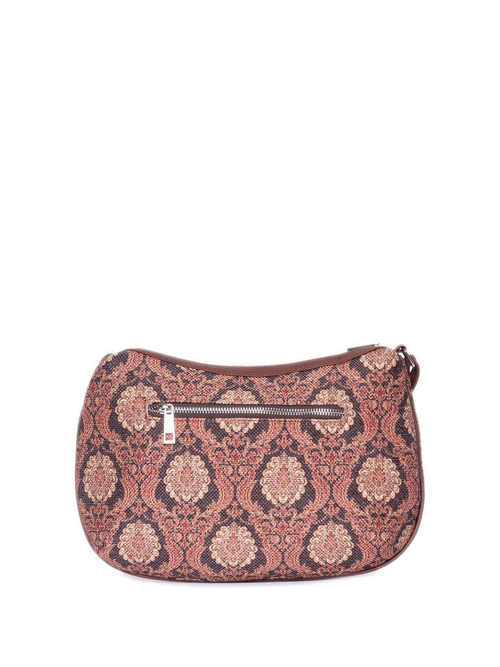 ZOUK Floral Printed Structured Jute Sling Bag