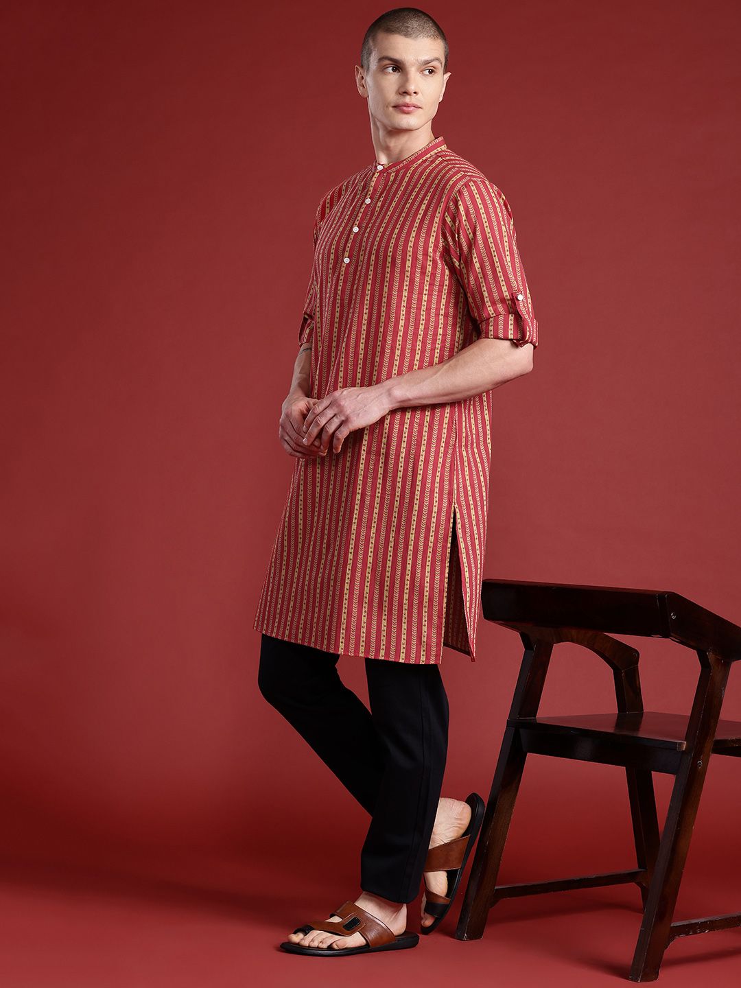 Anouk Pure Cotton Striped Kurta