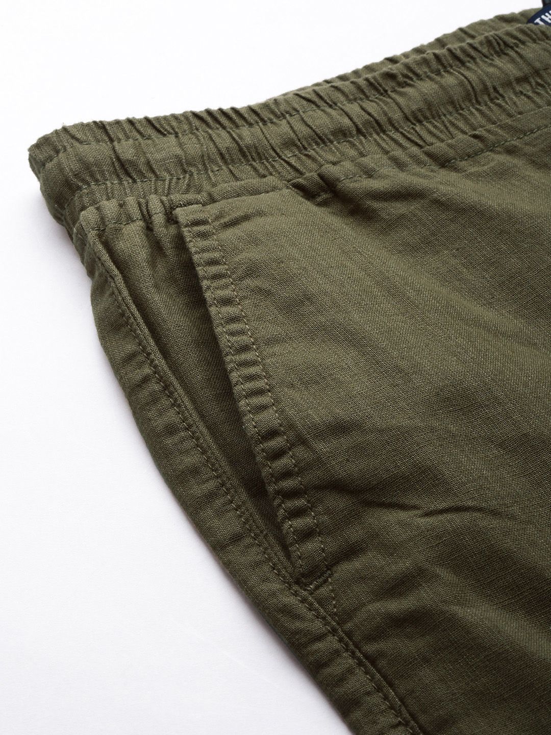 The Indian Garage Co Men Slim Fit Pure Cotton Trousers