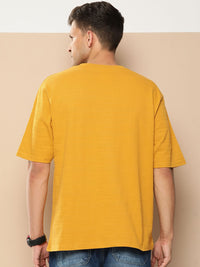 Difference of Opinion Men Self Design Applique Oversized T-shirt