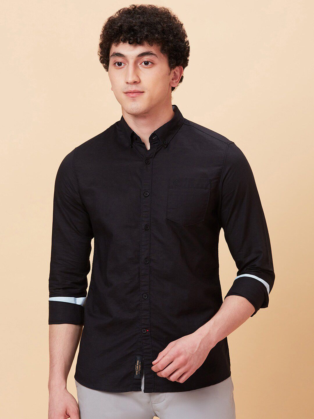 Being Human Button-Down Collar Slim Fit Linen Cotton Casual Shirt