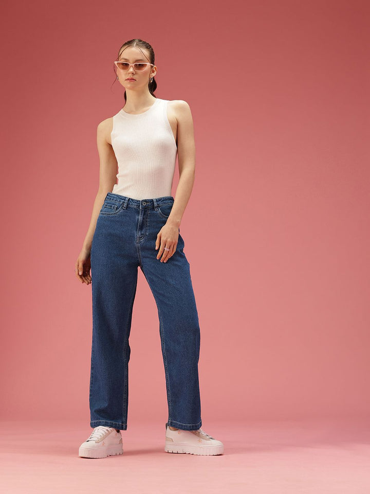 DressBerry Women Straight Fit High-Rise Stretchable Jeans
