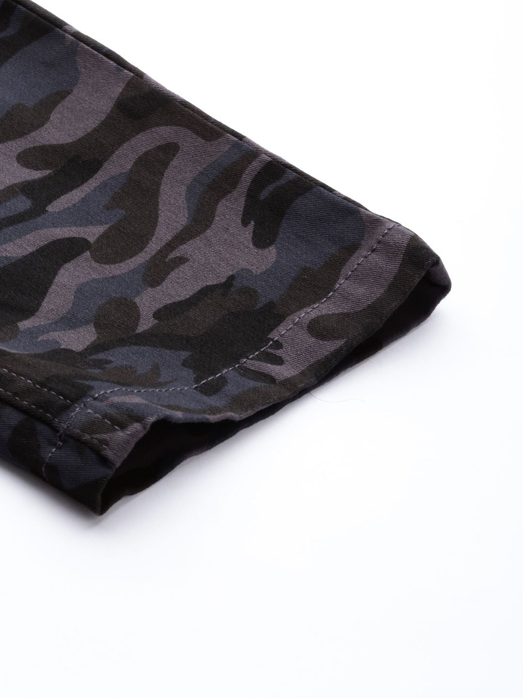 The Indian Garage Co Men Charcoal Grey Camouflage Printed Slim Fit Chinos