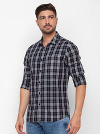 SPYKAR Men Black Slim Fit Tartan Checks Casual Shirt