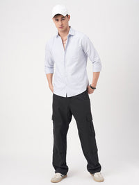 VASTRADO Men Classic Slim Fit Cutaway Collar Pinstripes Striped Cotton Casual Shirt