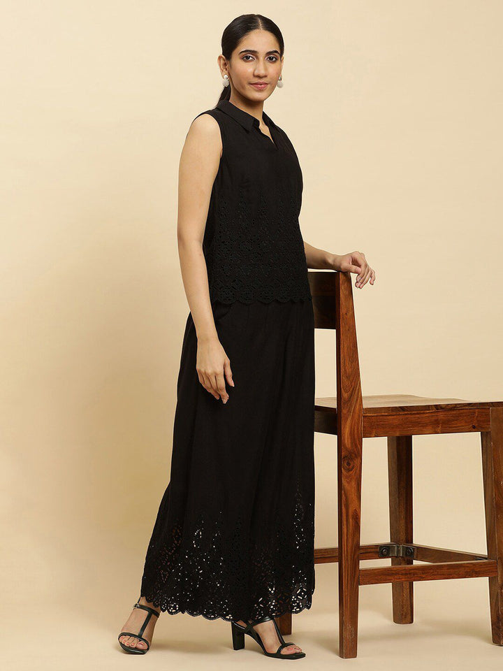 W Women Self Designed Top & Palazzo