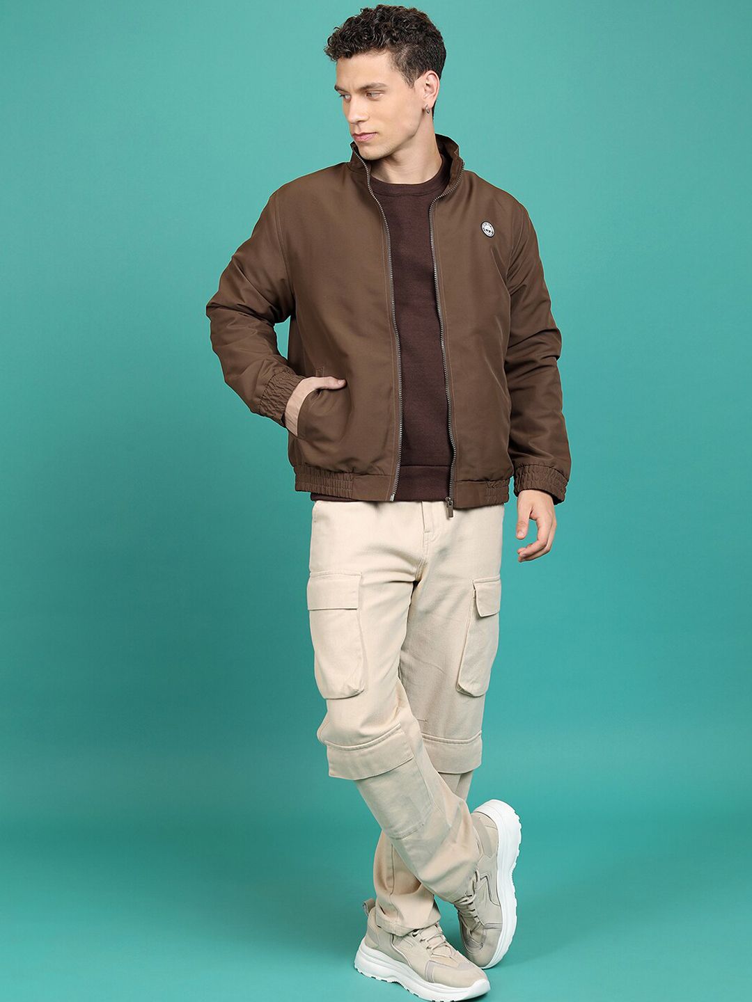 HIGHLANDER Mock Collar Long Sleeves Bomber Jacket