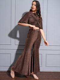 Tokyo Talkies Self-Design Short Sleeve Top & Trouser Co-Ords