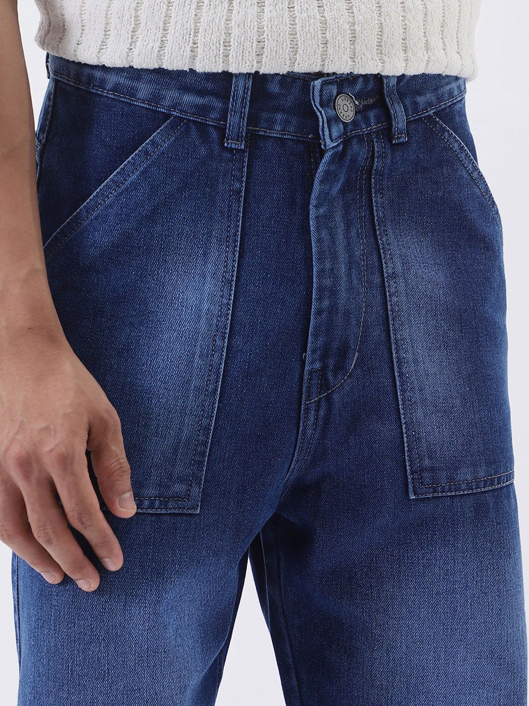 Urbano Fashion Men Loose Baggy Fit Mid-Rise Light Fade Non Stretchable Cotton Jeans