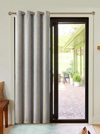 URBAN SPACE Grey & Gold-Toned Geometric Printed Black Out Long Door Curtain