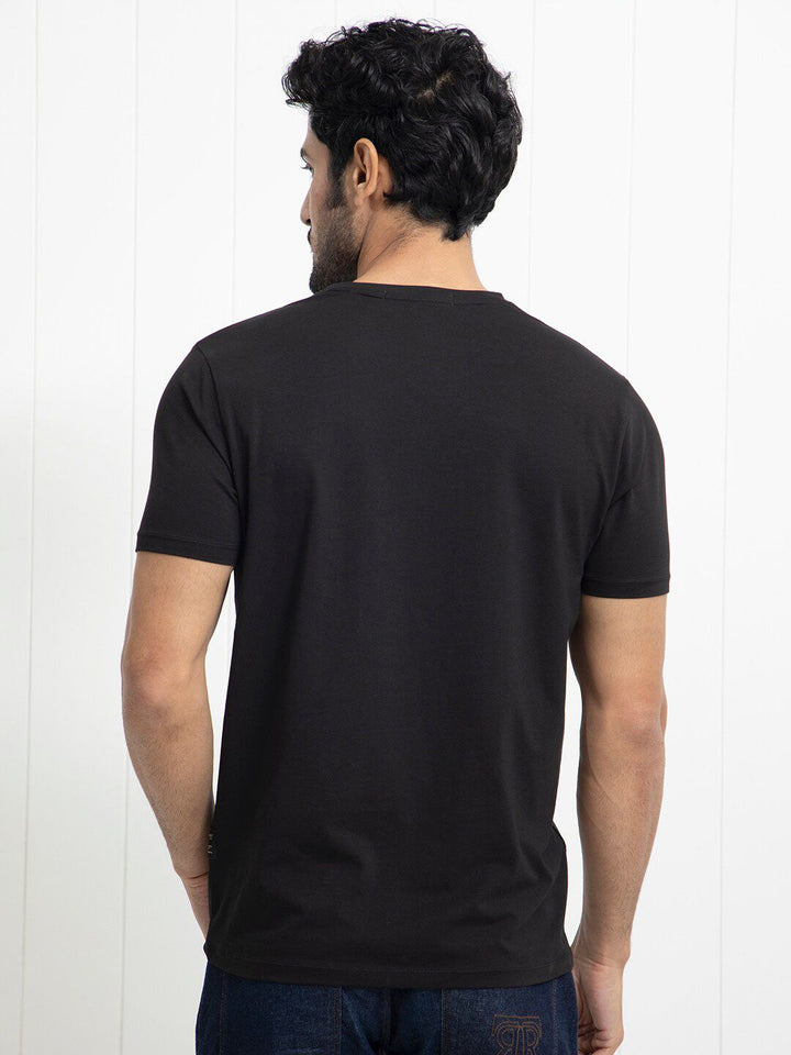 RARE RABBIT Men Pilar Graphic Printed Cotton Slim Fit T-Shirt