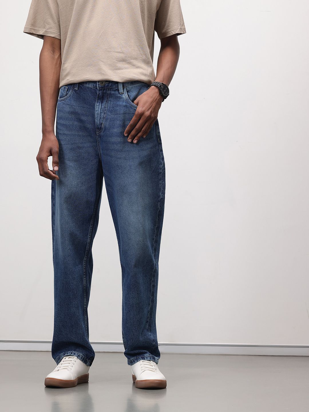 ether Men Light Fade Baggy Jeans