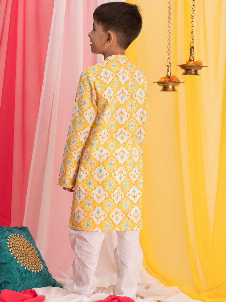 VASTRAMAY Boys Ethnic Motifs Printed Regular Ikat Kurta With Pyjamas