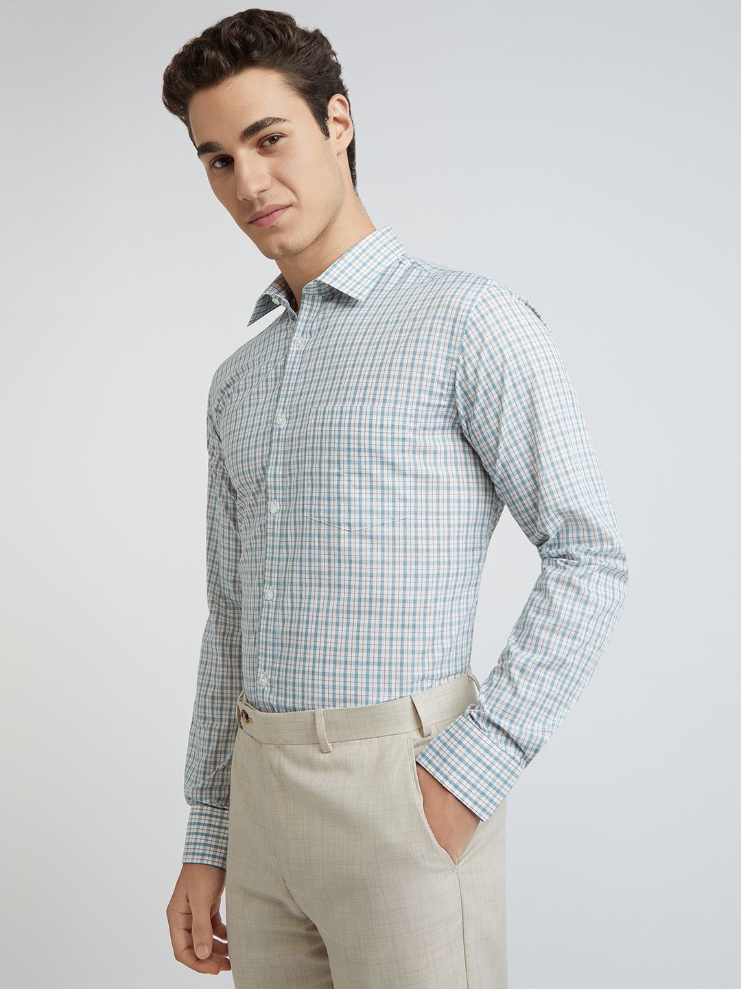 Park Avenue Slim Fit Pure Cotton Checked Formal Shirt