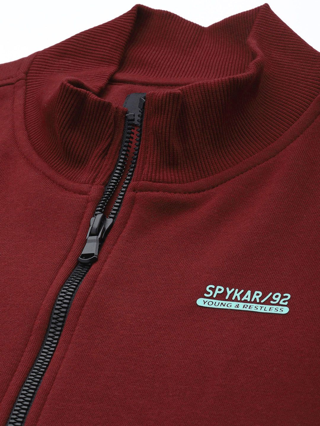 SPYKAR Solid Long Sleeves Front-Open Sweatshirt