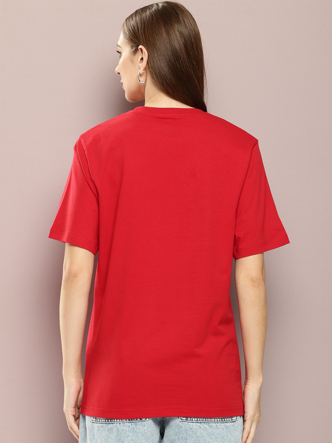 DILLINGER Women Typography Printed Embossed Oversized T-shirt