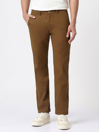 Urbano Fashion Men Brown Slim Fit Solid Pure Cotton Chinos