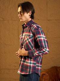 DENNISON Men Double Pocket Drop Shoulder Oversized Cotton Checked Shacket