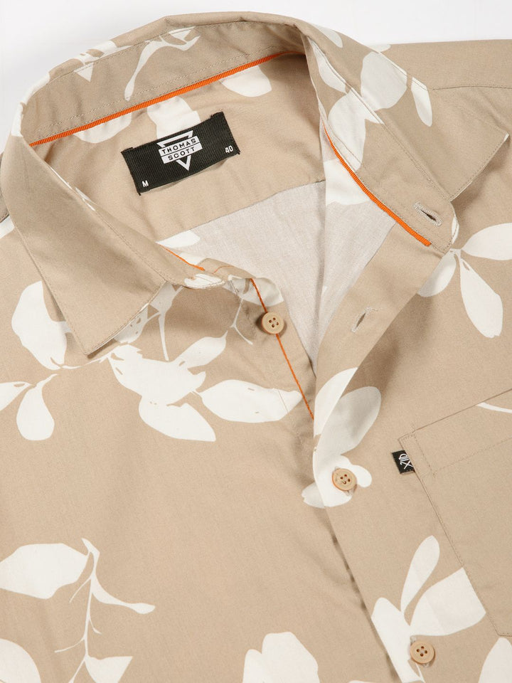 Thomas Scott Premium Slim Fit Floral Printed Full Sleeves Cotton Shirt
