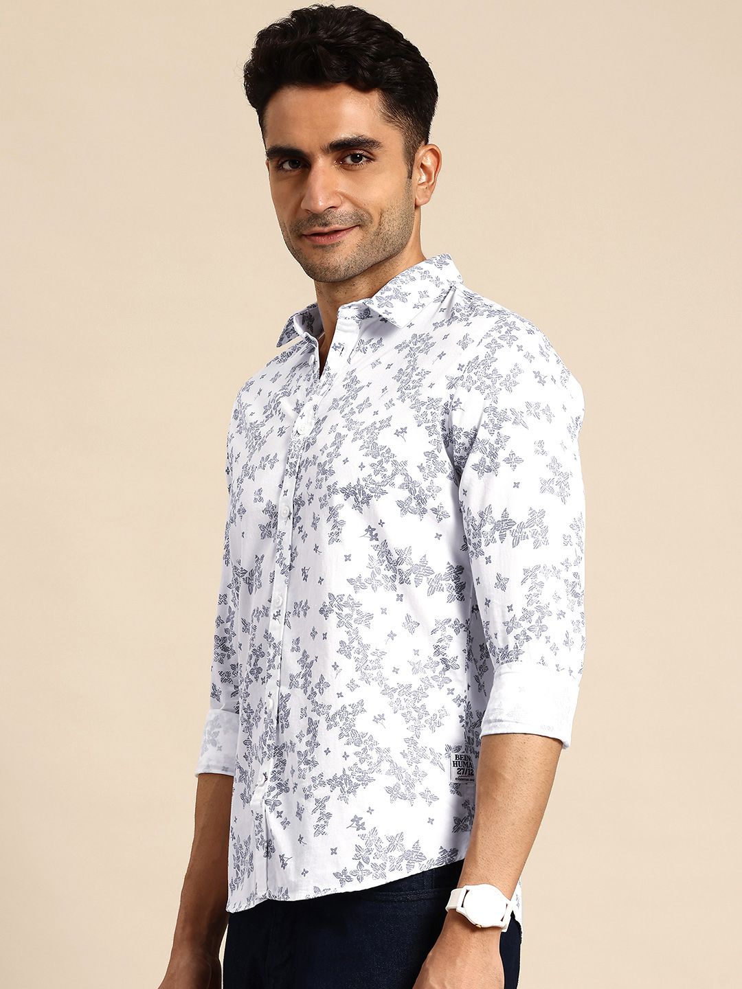 Being Human Classic Slim Fit Floral Printed Casual Shirt