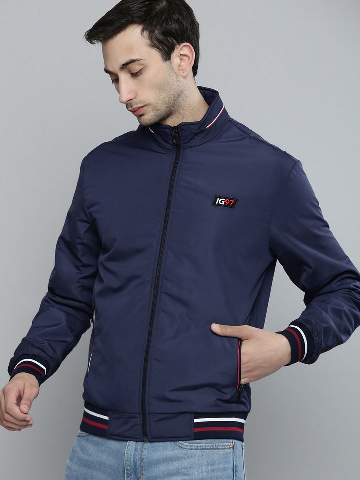 The Indian Garage Co Men Zip-Front Slim Fit Bomber Jacket
