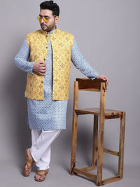 SOJANYA PLUS Ethnic Motifs Printed Regular Kurta With Pyjamas & With Printed Nehru Jacket