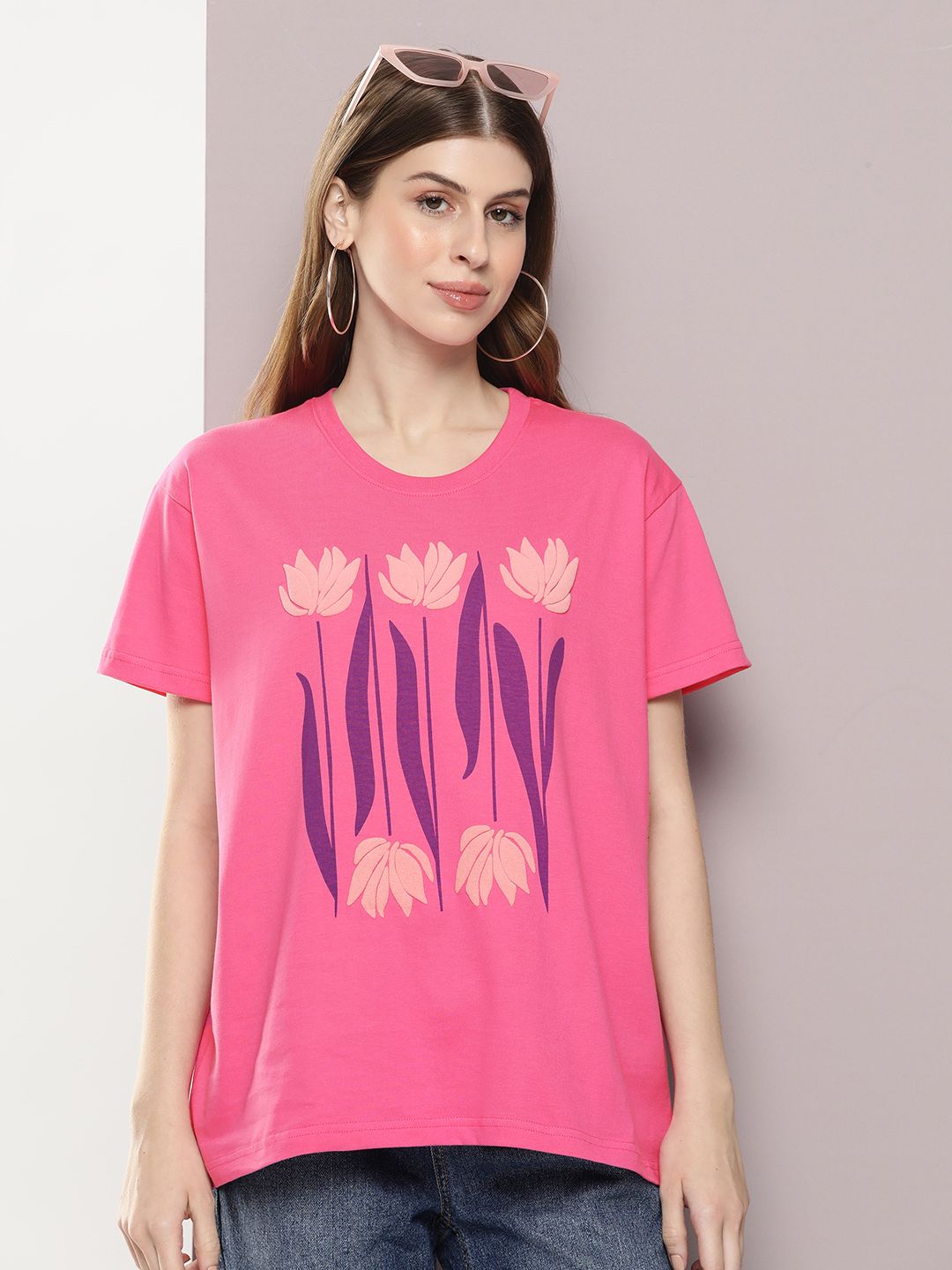 DILLINGER Women Graphic Printed Embossed Oversized T-shirt