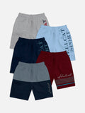 HELLCAT Boys Pack Of 5 Typography Printed Regular Shorts