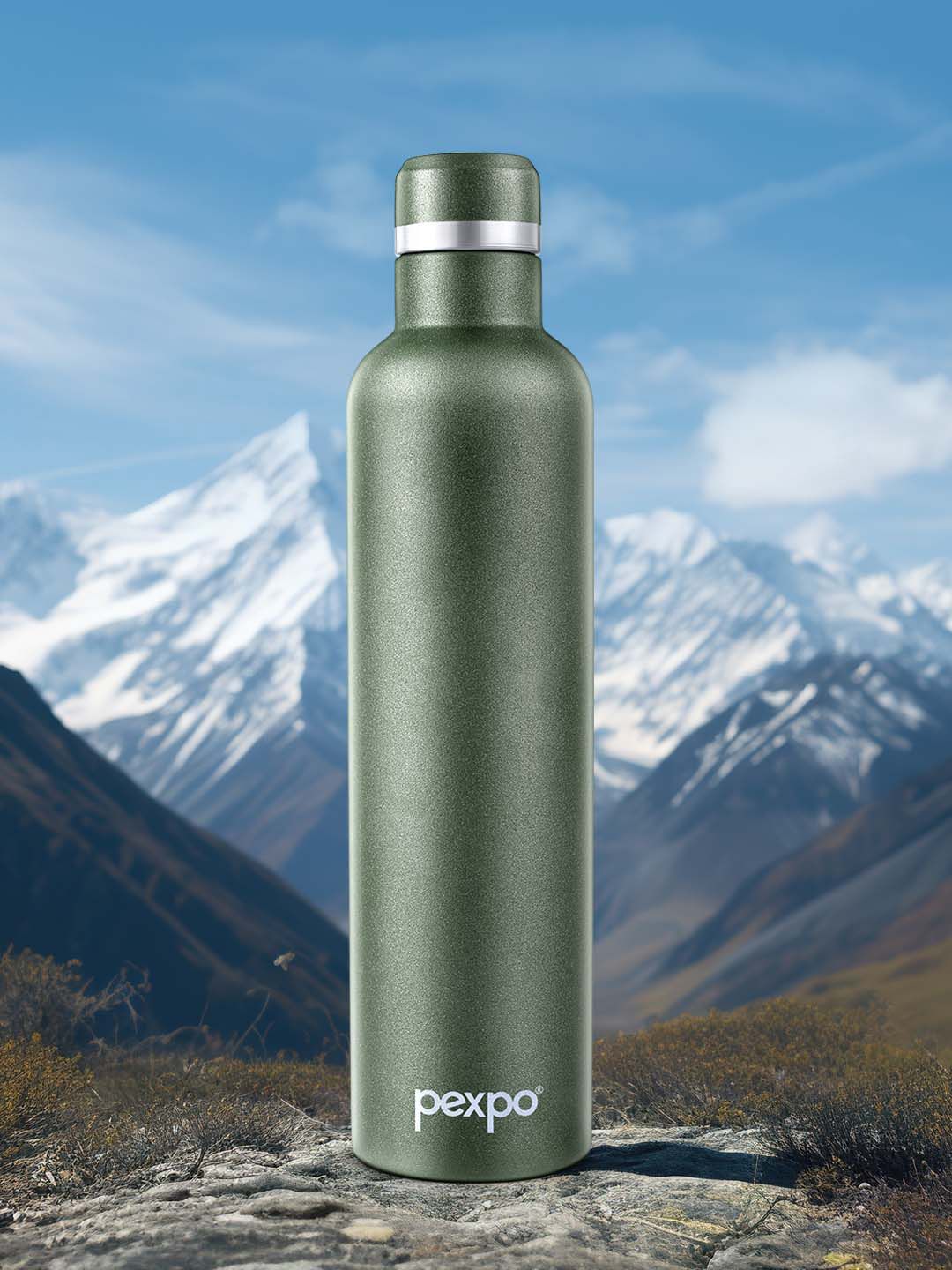 Pexpo Oreo Green ISI Certified Thermosteel Hot and Cold Flask Water Bottle 1000ml